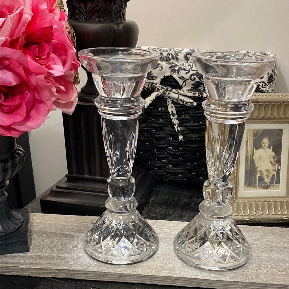 Royal Limited Czech HEAVY 24% Crystal Candle Stick Pair!